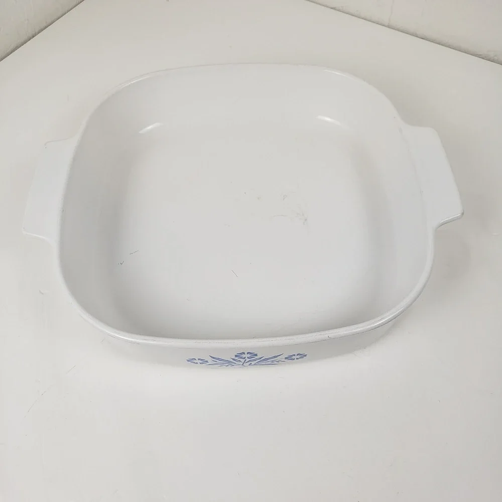 Vintage Corning Ware Blue Cornflower 10 Inch Square Casserole Dish P-10-B White